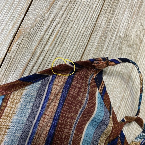 Shein S / US 4 Diagonal Striped V-Neck T Halter Back Tank Top Summer Boho - Picture 8 of 11